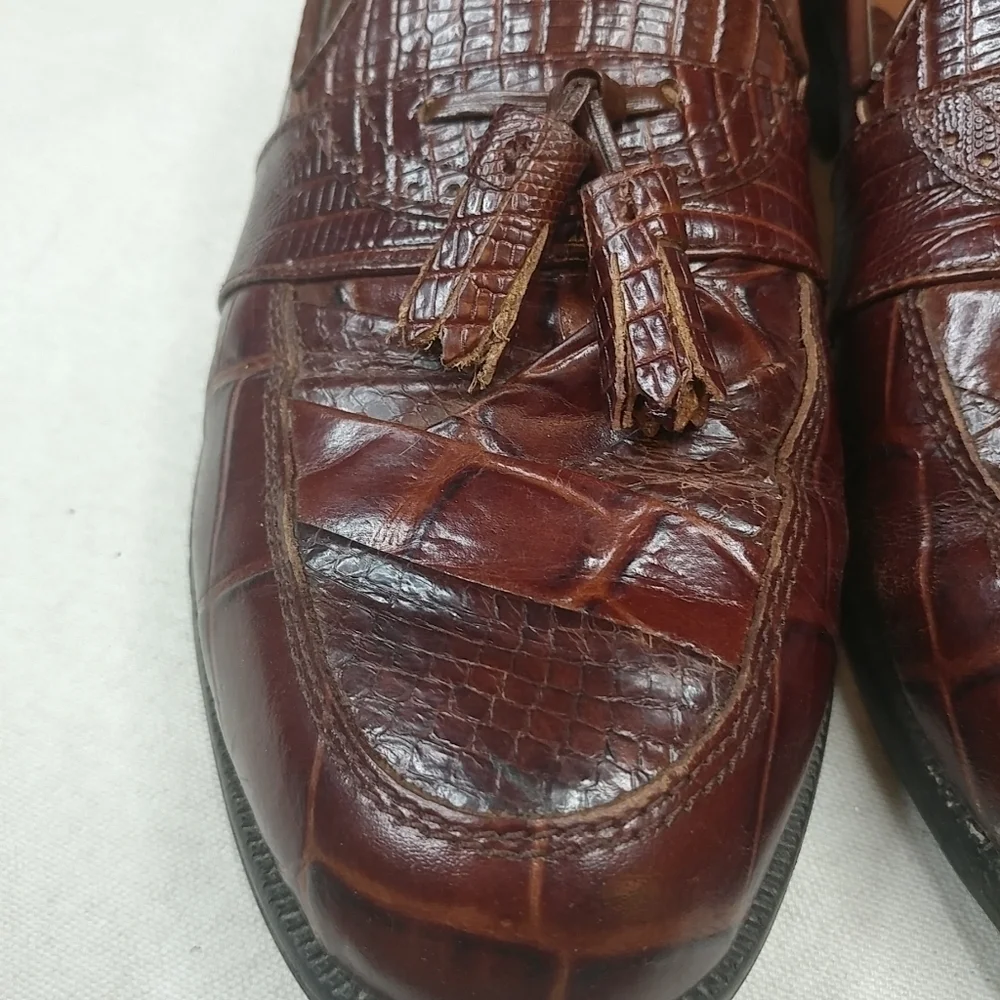 Stacy Adams Mens Brown Genuine Snake Skin Slip On